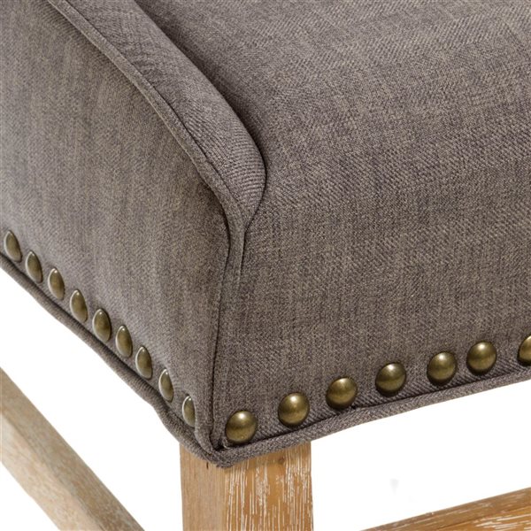 WELLFOR Grey Linen Fabric Upholstered Contemporary Dining Chair