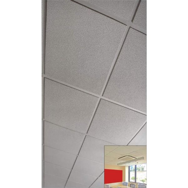 Dalles de plafond Sand Stone de Wexstar 24 x 24 po blanc résistant à l'eau et au feu en silicate de calcium 12/pqt