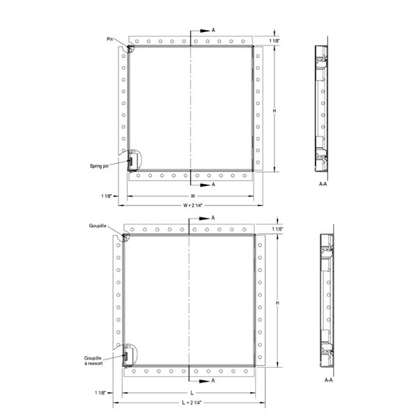 Porte d'accès amovible affleurante de Best Access Doors 24  x 24 po avec bride à billes pour cloisons sèches