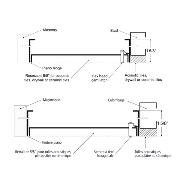 Porte d'accès murale encastrée de Best Access Doors 8 x 8 po en acier avec verrou