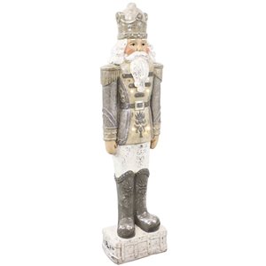 Sunnydaze Decor Alexei the Defender Silver Nutcracker Statue with LED Lights