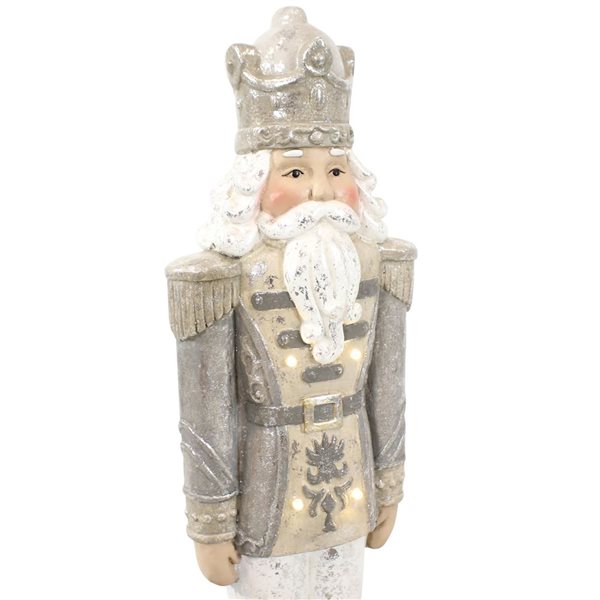 Sunnydaze Decor Alexei the Defender Silver Nutcracker Statue with LED Lights