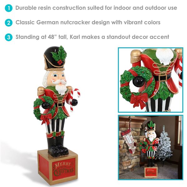 Sunnydaze Decor Karl Indoor and Outdoor Christmas Nutcracker Statue - 48-in