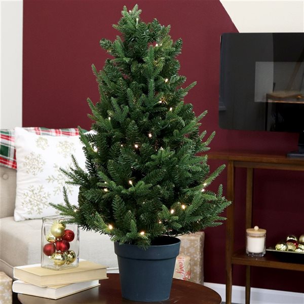 Sunnydaze Decor Holiday Glow 3-ft Pre-Lit Tabletop Indoor Faux Christmas Tree