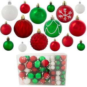 Sunnydaze Decor Winter Wonderland 100-Piece Red/Green/White Assorted Ornament Set