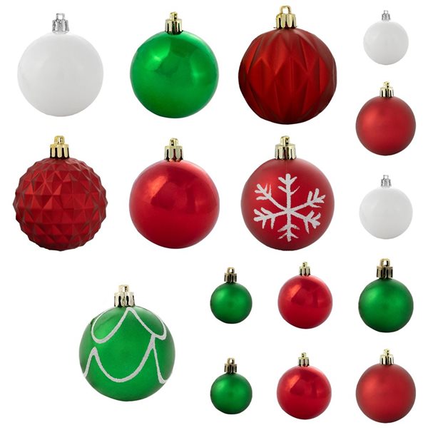 Sunnydaze Decor Winter Wonderland 100-Piece Red/Green/White Assorted Ornament Set