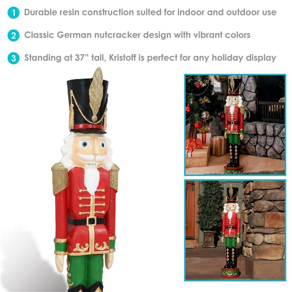 Sunnydaze Decor 37-in Kristoff the Christmas Nutcracker Soldiers - 2 Statues