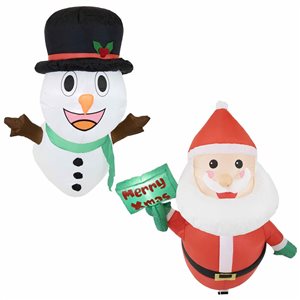 Sunnydaze Decor Santa and Frosty Christmas Window Inflatables with LEDs