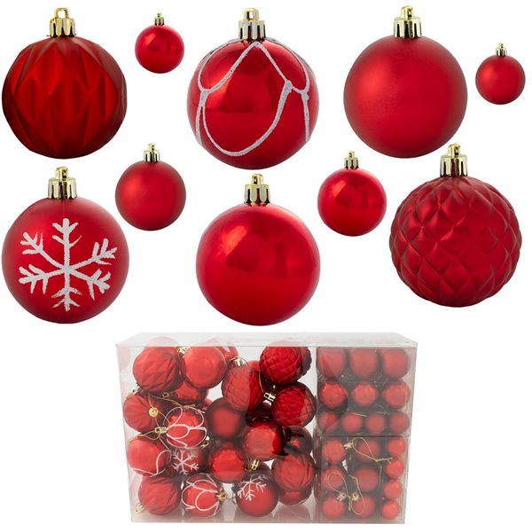 Sunnydaze Decor Winter Wonderland 100-Piece Red Assorted Ornament Set