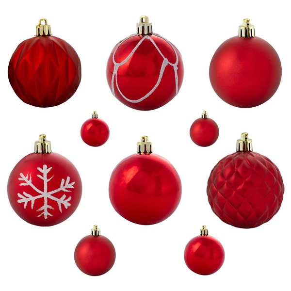 Sunnydaze Decor Winter Wonderland 100-Piece Red Assorted Ornament Set