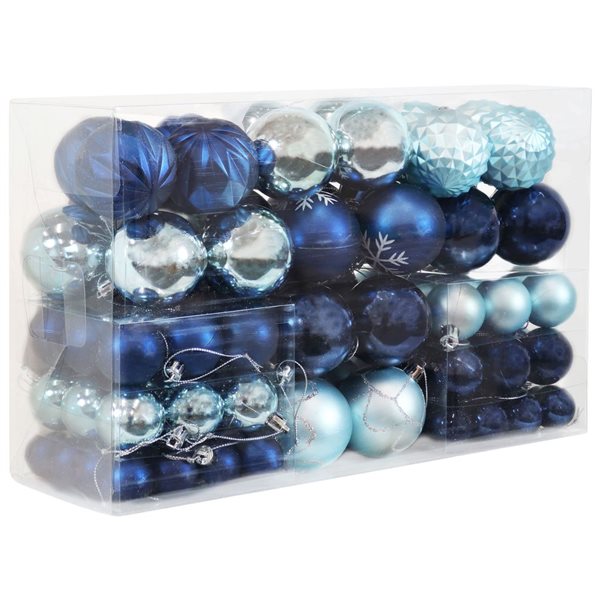 Sunnydaze Decor Winter Wonderland 100-Piece Blue/Silver Assorted Ornament Set