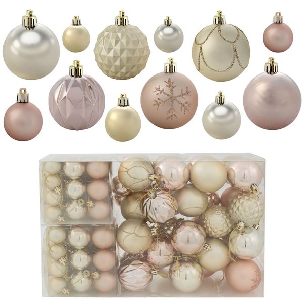 Sunnydaze Decor Winter Wonderland 100-Piece Rose Gold/Champagne Assorted Ornament