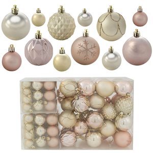 Sunnydaze Decor Winter Wonderland 100-Piece Rose Gold/Champagne Assorted Ornament