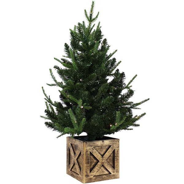 Sunnydaze Decor 3-ft Battery Operated Pre-Lit Farmhouse Fir Artificial Christmas Tree