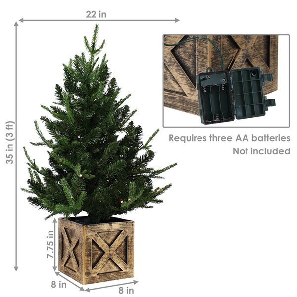 Sunnydaze Decor 3-ft Battery Operated Pre-Lit Farmhouse Fir Artificial Christmas Tree