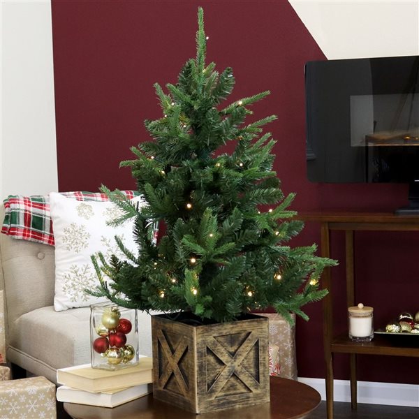 Sunnydaze Decor 3-ft Battery Operated Pre-Lit Farmhouse Fir Artificial Christmas Tree