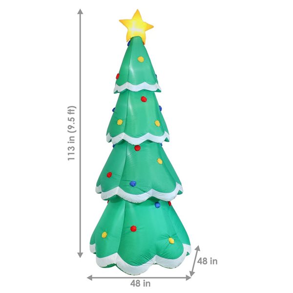 Sunnydaze Decor Towering Green Christmas Tree Inflatable Yard Decoration - 9.5-ft