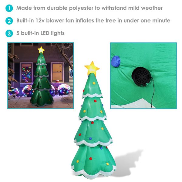 Sunnydaze Decor Towering Green Christmas Tree Inflatable Yard Decoration - 9.5-ft