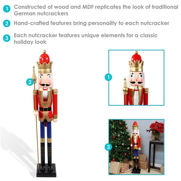 Sunnydaze Decor Arnold the Strong Indoor Christmas Nutcracker Statue - 48-in