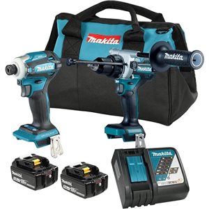 Kit combiné de 2 outils Makita 18 V LXT sans balais, 5,0 Ah x2