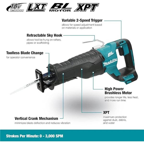 Makita 18V LXT Brushless 5 Tool Combo Kit, 5.0Ah x2