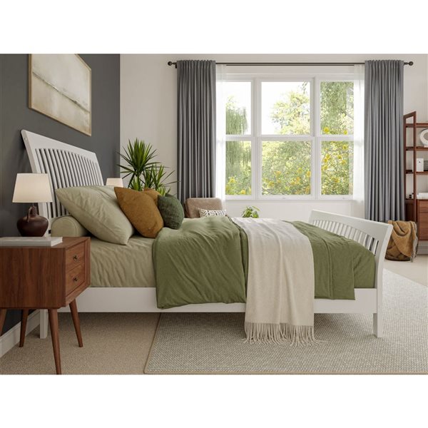 AFI Orleans White King Solid Wood Low Profile Platform Bed with Matching Footboard