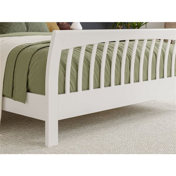 AFI Orleans White King Solid Wood Low Profile Platform Bed with Matching Footboard