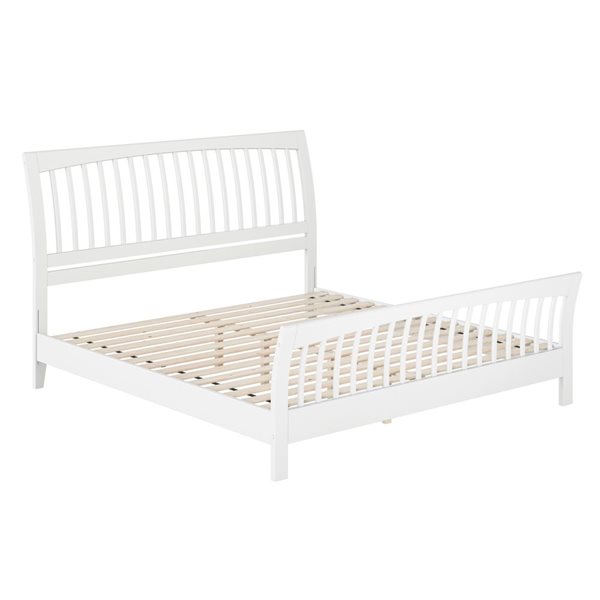 AFI Orleans White King Solid Wood Low Profile Platform Bed with Matching Footboard