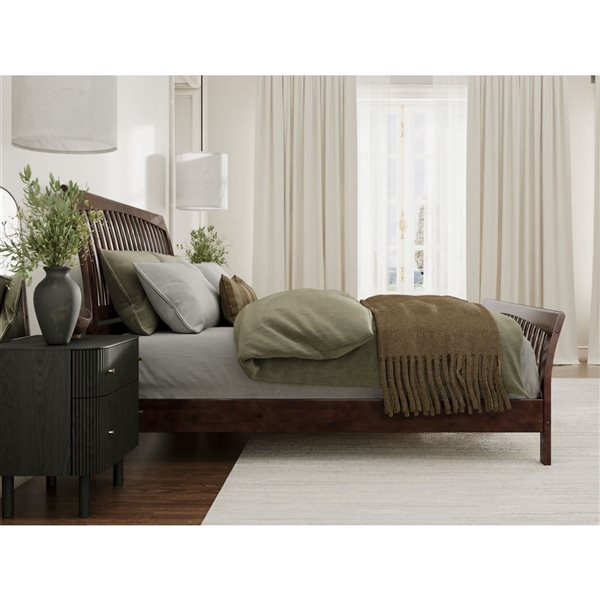 AFI Orleans Walnut King Solid Wood Low Profile Platform Bed with Matching Footboard