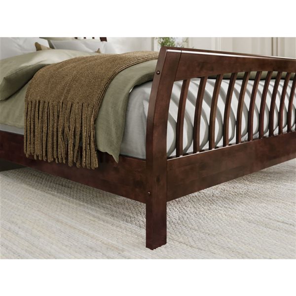 AFI Orleans Walnut King Solid Wood Low Profile Platform Bed with Matching Footboard