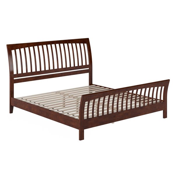 AFI Orleans Walnut King Solid Wood Low Profile Platform Bed with Matching Footboard