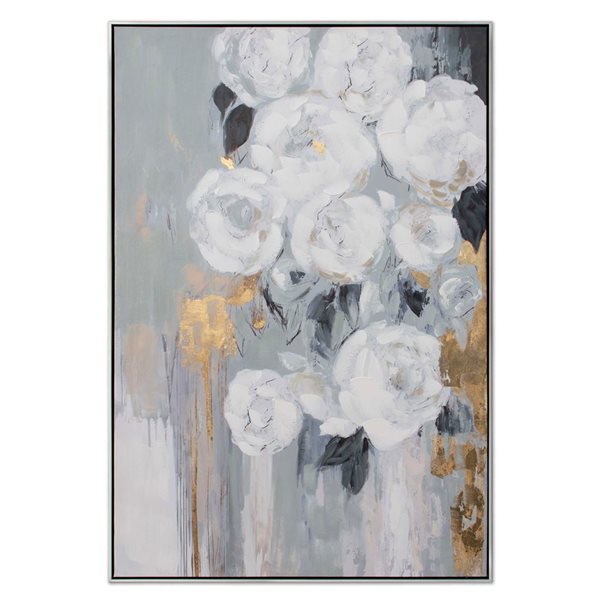 Gild Design House Blanc Fleur, Hand Painted Canvas