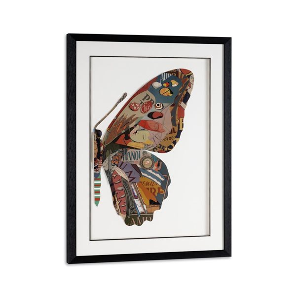 Gild Design House Balletic Butterfly I 24" x 32" Paper Collage Shadow Box