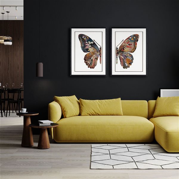 Gild Design House Balletic Butterfly I 24" x 32" Paper Collage Shadow Box