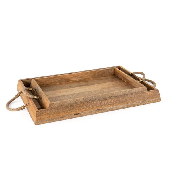 Gild Design House Caydence Rectangle Wood Trays - Set of 2