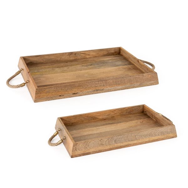 Gild Design House Caydence Rectangle Wood Trays - Set of 2