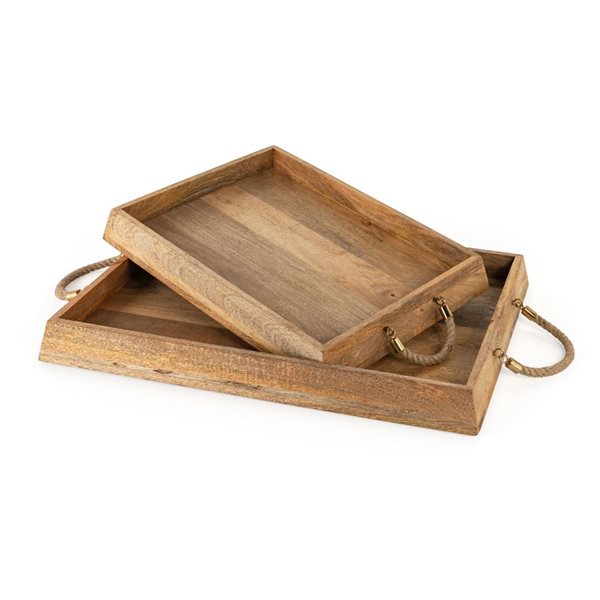 Gild Design House Caydence Rectangle Wood Trays - Set of 2