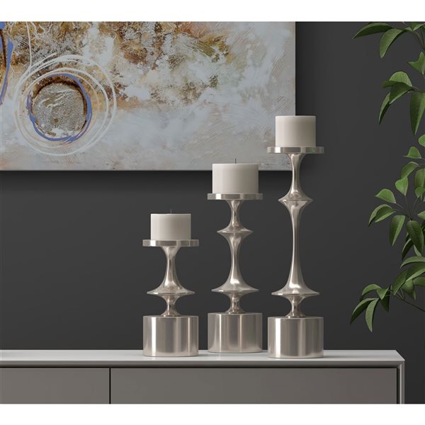 Gild Design House Carmella Silver Metal Candle Holder - Large