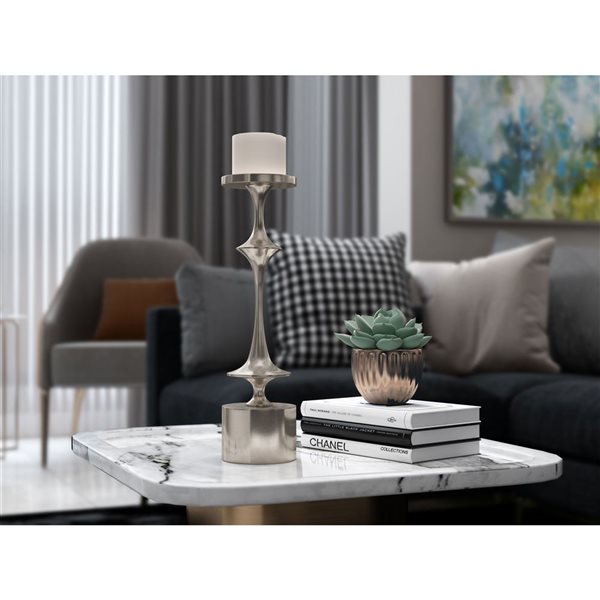 Gild Design House Carmella Silver Metal Candle Holder - Large