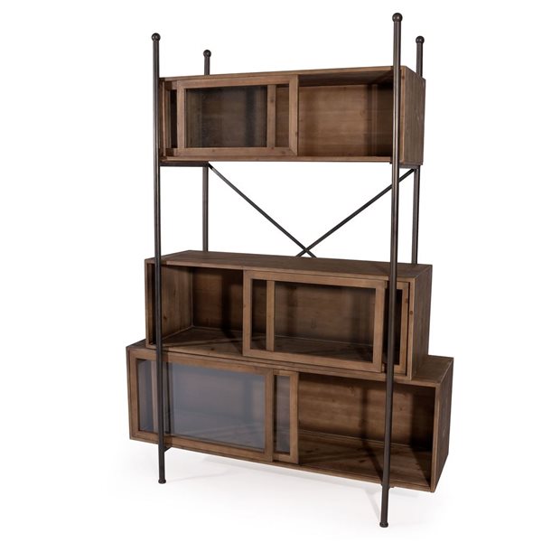 Gild Design House Sebastian 75-in High Brown Wood Insdutrial Cabinet