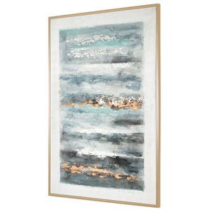 Gild Design House Blue Ribbons, Hand Painted Framed Canvas