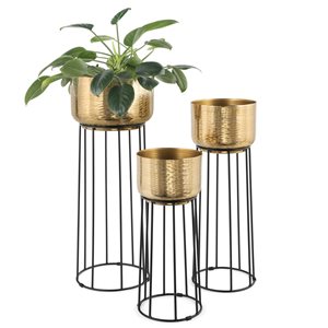 Gild Design House Thallo Gold Metal Floor Planters - Set of 3