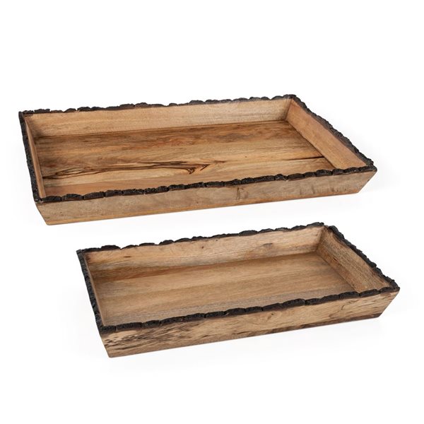 Gild Design House Darius Rectangle Wood Trays - Set of 2