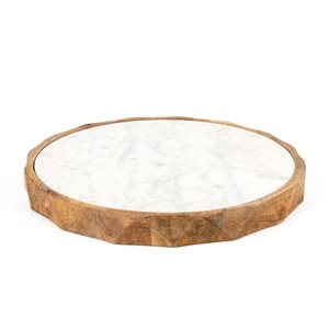 Planche de service ronde en marbre et bois Carmelo 15 po Gild Design House