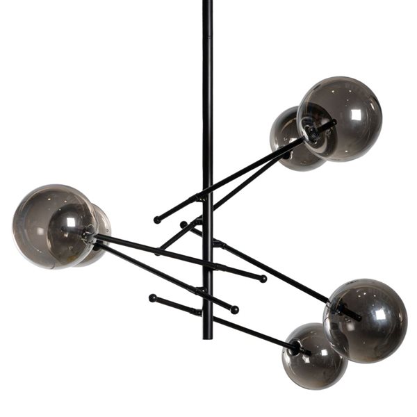 Gild Design House Javier 6 Light Black Metal and Glass Sputnik Chandelier