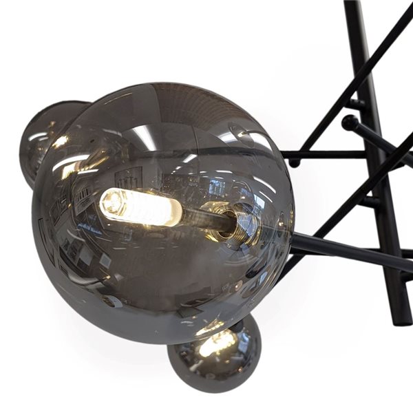 Gild Design House Javier 6 Light Black Metal and Glass Sputnik Chandelier