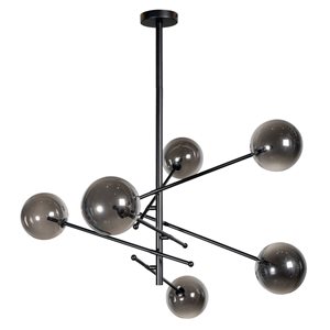 Gild Design House Javier 6 Light Black Metal and Glass Sputnik Chandelier