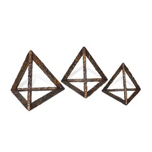 Sculptures pyramides en métal bronze Cyrus Gild Design House, jeu de 3