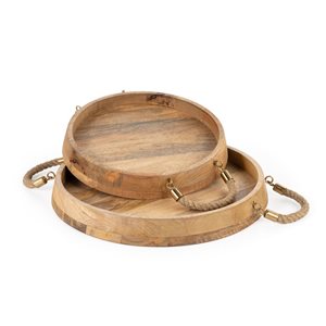 Gild Design House Benjamin Round Wood Trays - Set of 2