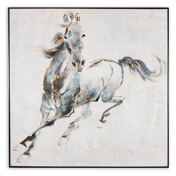 Gild Design House Prancing Stallion, Hand Painted Canvas